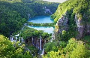 schöner Blick über die Plitvicer Seen, Kroatien
